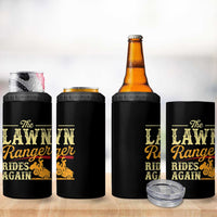 Funny The Lawn Ranger Rides Again 4 in 1 Can Cooler Tumbler Lawn Tractor Mowing Western Cowboy - Wonder Print Shop