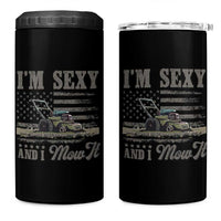 Funny I Am Sexy And I Mow It 4 in 1 Can Cooler Tumbler Gardening Lawn Mower American Flag Fathers Day - Wonder Print Shop