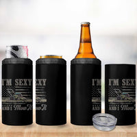 Funny I Am Sexy And I Mow It 4 in 1 Can Cooler Tumbler Gardening Lawn Mower American Flag Fathers Day - Wonder Print Shop
