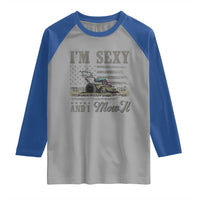 Funny I Am Sexy And I Mow It Raglan Shirt Gardening Lawn Mower American Flag Fathers Day - Wonder Print Shop