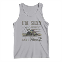 Funny I Am Sexy And I Mow It Tank Top Gardening Lawn Mower American Flag Fathers Day - Wonder Print Shop
