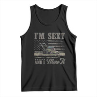 Funny I Am Sexy And I Mow It Tank Top Gardening Lawn Mower American Flag Fathers Day - Wonder Print Shop