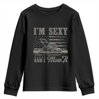 Funny I Am Sexy And I Mow It Youth Sweatshirt Gardening Lawn Mower American Flag Fathers Day - Wonder Print Shop