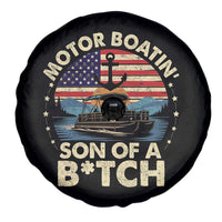 Funny Motor Boat Captain Spare Tire Cover Motor Boatin' Son Of A Bitch American Flag - Wonder Print Shop