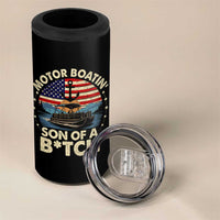 Funny Motor Boat Captain 4 in 1 Can Cooler Tumbler Motor Boatin' Son Of A Bitch American Flag - Wonder Print Shop