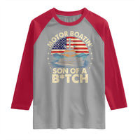 Funny Motor Boat Captain Raglan Shirt Motor Boatin' Son Of A Bitch American Flag - Wonder Print Shop