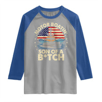 Funny Motor Boat Captain Raglan Shirt Motor Boatin' Son Of A Bitch American Flag - Wonder Print Shop
