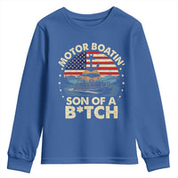 Funny Motor Boat Captain Youth Sweatshirt Motor Boatin' Son Of A Bitch American Flag - Wonder Print Shop