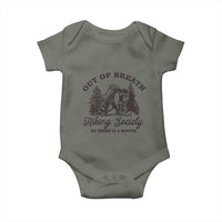 Funny Raccoon Outdoor Mountain Hiker Baby Onesie Out Of Breath Hiking Society Be There In A Minute - Wonder Print Shop