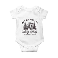 Funny Raccoon Outdoor Mountain Hiker Baby Onesie Out Of Breath Hiking Society Be There In A Minute - Wonder Print Shop