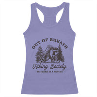 Funny Raccoon Outdoor Mountain Hiker Racerback Tank Top Out Of Breath Hiking Society Be There In A Minute - Wonder Print Shop