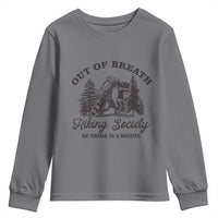 Funny Raccoon Outdoor Mountain Hiker Youth Sweatshirt Out Of Breath Hiking Society Be There In A Minute - Wonder Print Shop
