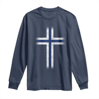 Norway Flag Distressed Nordic Symbol Norwegian Fans Long Sleeve Shirt