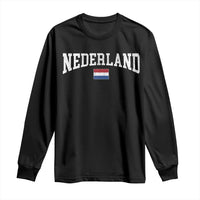 Nederland Sports Throwback Design Long Sleeve Shirt Vintage Dutch Holland Flag Soccer Jersey Style