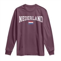 Nederland Sports Throwback Design Long Sleeve Shirt Vintage Dutch Holland Flag Soccer Jersey Style