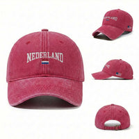 Nederland Sports Throwback Design Washed Cotton Baseball Cap Vintage Dutch Holland Flag Soccer Jersey Style