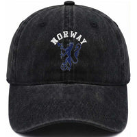 Norway Norwegian Lion Athletic Sports Jersey Style Washed Cotton Baseball Cap