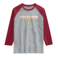 Côte D'ivoire Elephant Sporty Ivory Coast Flag Raglan Shirt