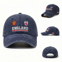 England Three Lions Symbol Red Cross Athletic Jersey Style Washed Cotton Baseball Cap
