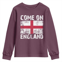 Come On England Youth Sweatshirt Vintage St George Cross Flag Football Fan