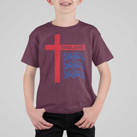 England Football St George Cross Three Lions Emblem T Shirt For Kid