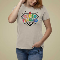 Funny Teacher Back To School T Shirt For Women Super Teacher Teach Love Inspire Apple - Wonder Print Shop