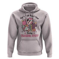 Funny Teachers Hoodie Can't Talk Right Now Doing Teacher Stuff Apple Pencil Book Flower - Wonder Print Shop
