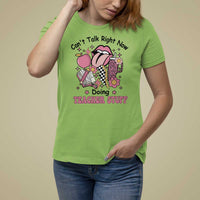 Funny Teachers T Shirt For Women Can't Talk Right Now Doing Teacher Stuff Apple Pencil Book Flower - Wonder Print Shop