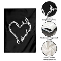 Fishing And Hunting Vintage Hook Antler Heart Garden Flag - Wonder Print Shop