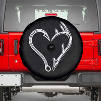 Fishing And Hunting Vintage Hook Antler Heart Spare Tire Cover - Wonder Print Shop