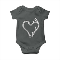 Fishing And Hunting Vintage Hook Antler Heart Baby Onesie - Wonder Print Shop