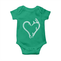 Fishing And Hunting Vintage Hook Antler Heart Baby Onesie - Wonder Print Shop