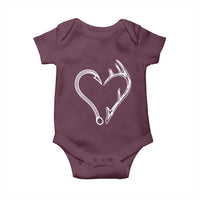 Fishing And Hunting Vintage Hook Antler Heart Baby Onesie - Wonder Print Shop