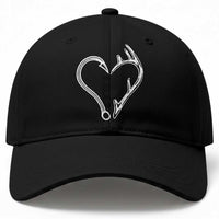 Fishing And Hunting Vintage Hook Antler Heart Baseball Cap