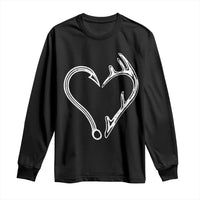 Fishing And Hunting Vintage Hook Antler Heart Long Sleeve Shirt - Wonder Print Shop