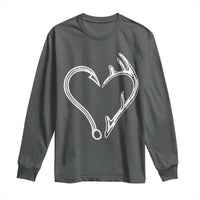 Fishing And Hunting Vintage Hook Antler Heart Long Sleeve Shirt - Wonder Print Shop