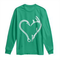 Fishing And Hunting Vintage Hook Antler Heart Long Sleeve Shirt - Wonder Print Shop