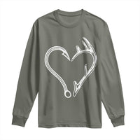 Fishing And Hunting Vintage Hook Antler Heart Long Sleeve Shirt - Wonder Print Shop