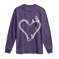 Fishing And Hunting Vintage Hook Antler Heart Long Sleeve Shirt - Wonder Print Shop