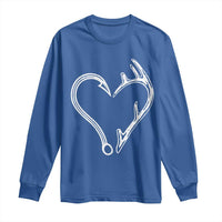 Fishing And Hunting Vintage Hook Antler Heart Long Sleeve Shirt - Wonder Print Shop
