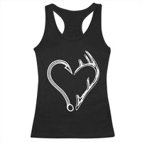 Fishing And Hunting Vintage Hook Antler Heart Racerback Tank Top - Wonder Print Shop
