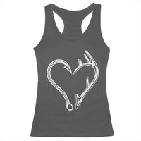Fishing And Hunting Vintage Hook Antler Heart Racerback Tank Top - Wonder Print Shop
