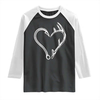 Fishing And Hunting Vintage Hook Antler Heart Raglan Shirt - Wonder Print Shop