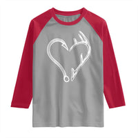 Fishing And Hunting Vintage Hook Antler Heart Raglan Shirt - Wonder Print Shop