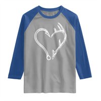 Fishing And Hunting Vintage Hook Antler Heart Raglan Shirt - Wonder Print Shop