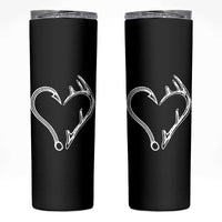 Fishing And Hunting Vintage Hook Antler Heart Skinny Tumbler - Wonder Print Shop