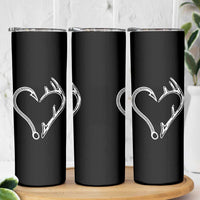 Fishing And Hunting Vintage Hook Antler Heart Skinny Tumbler - Wonder Print Shop