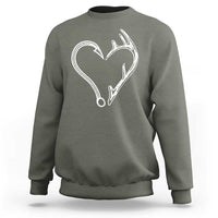 Fishing And Hunting Vintage Hook Antler Heart Sweatshirt - Wonder Print Shop