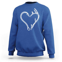 Fishing And Hunting Vintage Hook Antler Heart Sweatshirt - Wonder Print Shop