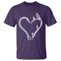 Fishing And Hunting Vintage Hook Antler Heart T Shirt - Wonder Print Shop